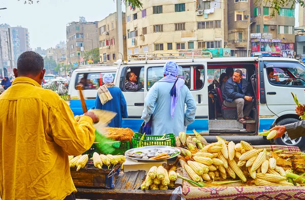 Świeże kukurydza na straganie, Kair, Egipt — Zdjęcie stockowe