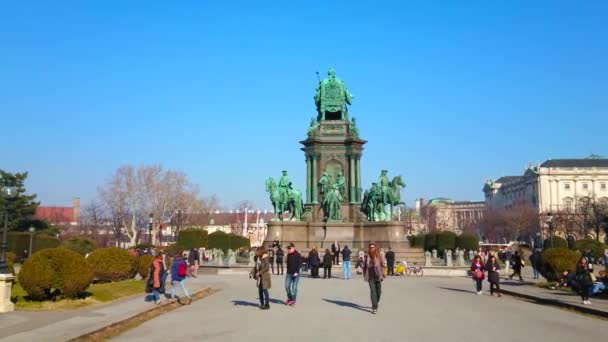 Viena Austria Febrero 2019 Maria Theresien Platz Lugar Turístico Popular — Vídeo de stock