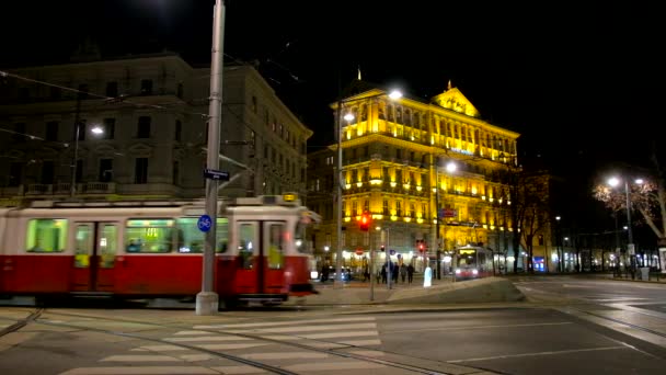 Vienne Autriche Février 2019 Soirée Ville Avec Vue Sur Tramway — Video