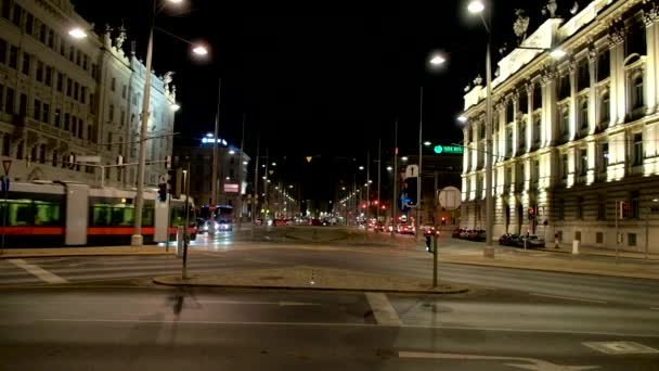 Viyana Avusturya Şubat 2019 Schwarzenberg Meydanı Nda Akşam Şehir Sahnesi — Stok video