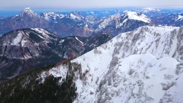 Alberfeldkogel Monte Feuerkogel Estación Esquí Con Vistas Fantástico Paisaje Salzkammergut — Vídeos de Stock