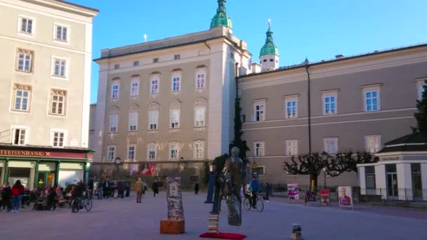 Salzburg Österrike Februari 2019 Street Performance Living Statue Mime Artist — Stockvideo