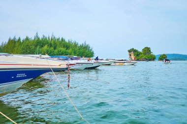 Noppharat Thara iskelesindeki sürat tekneleri, Ao Nang, Krabi, Tayland