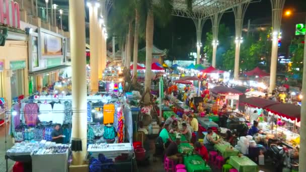 Patong Thailand May 2019 Crowded Food Court Banzaan Night Bazaar — Stock Video