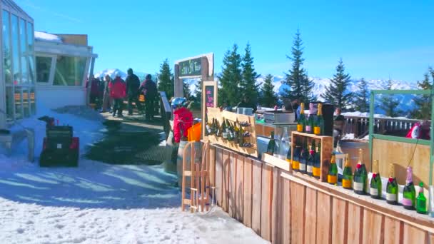 Zell See Austria Febrero 2019 Concurrida Entrada Popular Bar Restaurante — Vídeos de Stock