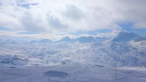 Njut Populär Vinter Mountain Resort Dachstein Krippenstein Med Underbara Pister — Stockvideo