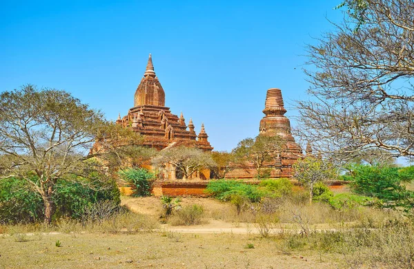 JN nyet Jama chrám a JN nyet Pagoda, Bagan, Myanmar — Stock fotografie