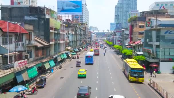 Bangkok Thailandia Aprile 2019 Ratchaprarop Road Fiancheggiata Edifici Squallidi Bancarelle — Video Stock