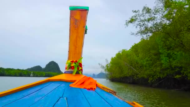 Výlet Lodí Přes Mangrovy Národního Parku Phang Nga Muslimské Vesnice — Stock video