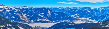 Zeller'in havadan panoraması, Schmitten dağı, Zell See, Aus