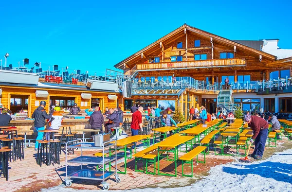 Visitors in Schmitten mount bar, Zell am See, Austria Royalty Free Stock Photos