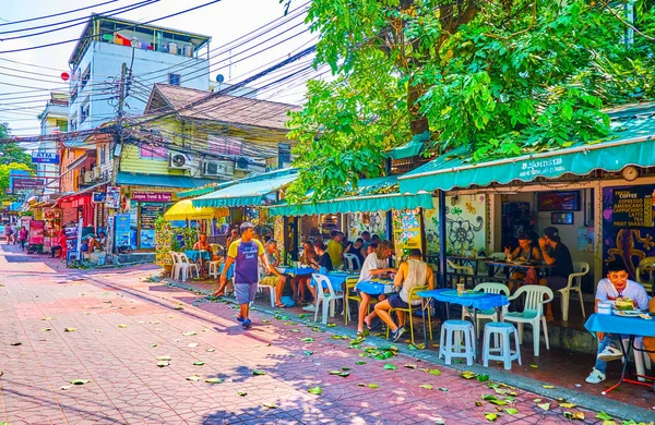 방콕, 태국의 램 버트리 거리에 저렴한 카페 — 스톡 사진