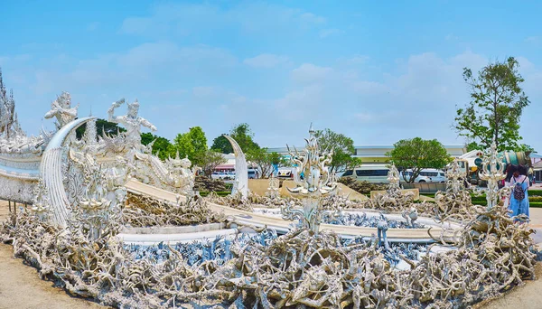 Die Skulptur der Hölle am weißen Tempel, Chiang Rai, Thailand — Stockfoto