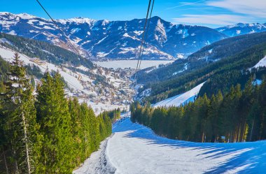 Kablo yolu yolculuğunun keyfini çıkarın, Schmitten dağı, Zell See, Austri