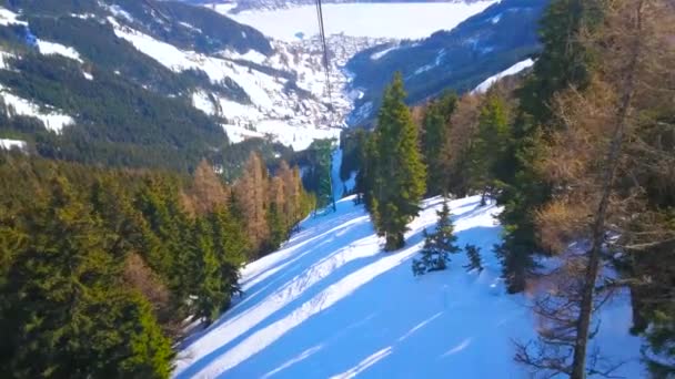 Bewonder Het Spectaculaire Alpenlandschap Vanaf Lucht Lift Schmittenhohe Mount Met — Stockvideo