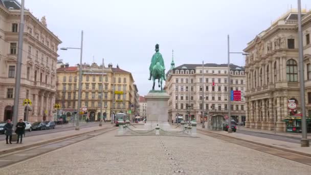 Vienna Austria March 2019 Classical Architectural Ensemble Schwarzenberg Square Monumental — Stock Video