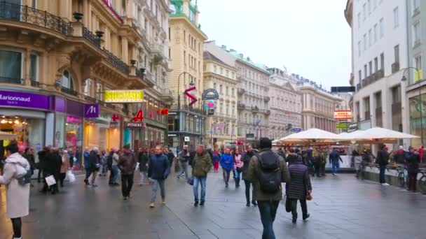 Wiedeń Austria Marca 2019 Ulica Graben Jest Zajęty Zatłoczone Nawet — Wideo stockowe