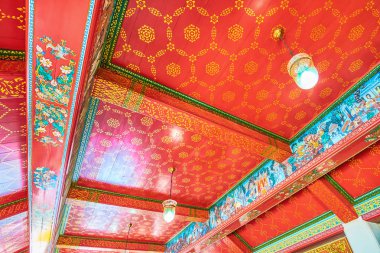 Wat Pho, Bangkok, T Sala Rai türbesinin renkli ceilling