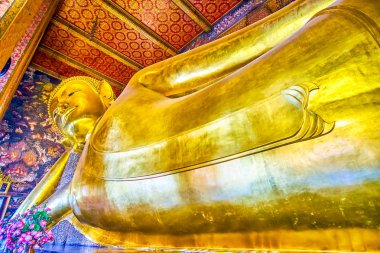 Lord Buddha in nirvana, Wat Pho tapınağı, Bangkok, tayland