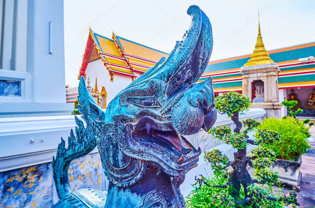 The singhas face, Wat pho in Bangkok, Thailand