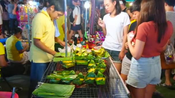 Chiang Mai Thailandia Maggio 2019 Bancarella Del Mercato Del Sabato — Video Stock