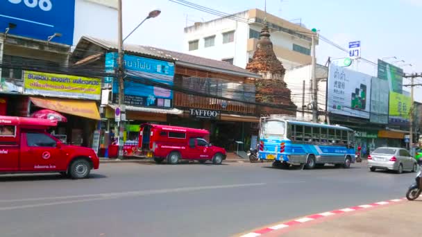 Chiang Mai Thailand Mai 2019 Die Viel Befahrene Straße Der — Stockvideo