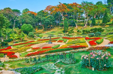 Çiçek açan bahçe, Mae Fah Luang bahçesi, Doi Tung, Tayland
