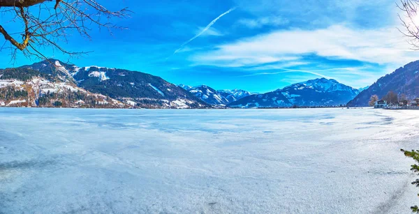 Zeller See jezioro zimą, Zell am See, Austria — Zdjęcie stockowe
