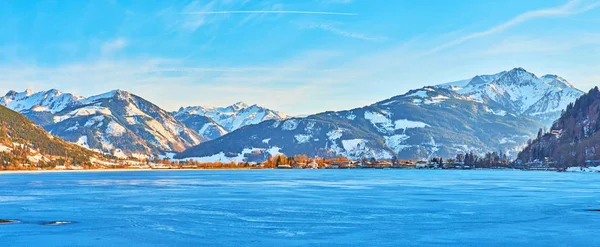 Panorama av Zeller se sjön i kväll blå skuggor, Zell am See — Stockfoto