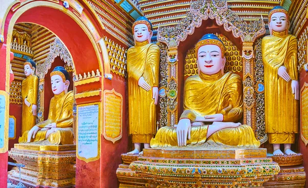 Die Buddha-Bilder in der thanboddhay Pagode, monywa, myanmar — Stockfoto