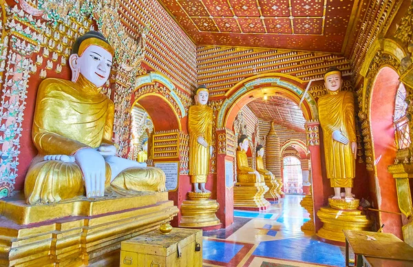 Die malerische Halle der Thanboddhay-Pagode, monywa, myanmar — Stockfoto