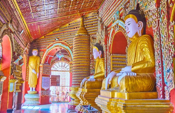 Das Meisterwerk im Inneren von thanboddhay paya, monywa, myanmar — Stockfoto