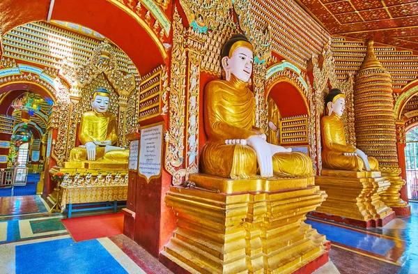 Szokatlan építészet Thanboddhay Pagoda, Monywa, Mianmar — Stock Fotó