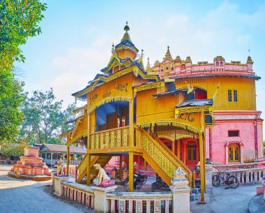 Tiger Dispanseri ahşap veranda, Thanboddhay manastırı, Mon