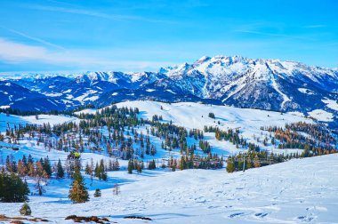 Zwieselalm Dağı 'nda kış keyfini çıkarın, Gosau, Avusturya
