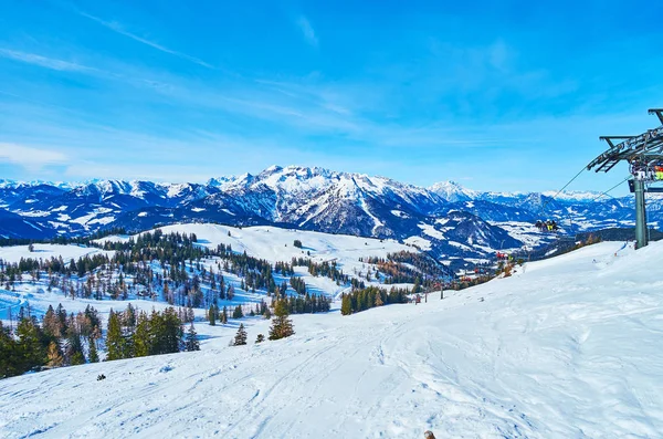 Snowy krajobraz góry Zwieselalm, Gosau, Austria — Zdjęcie stockowe