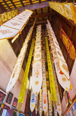 Lanna ritual banners, Wat Phan Tao, Chiang Mai, Thailand clipart