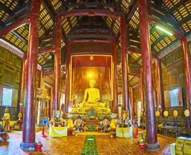 Wat Phan Tao iç mekanı, Chiang Mai, Tayland