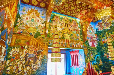 Sao ınthakin, Wat Chedi Luang, Chiang Mai, Thaila duvar dekorlar