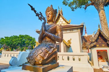 Bronze Devata heykel, Sao ınthakin, Wat Chedi Luang, Chiang M
