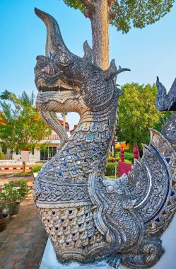 Naga yılan Bhuridatto Viharn, Wat Chedi Luang, Chiang Mai, 