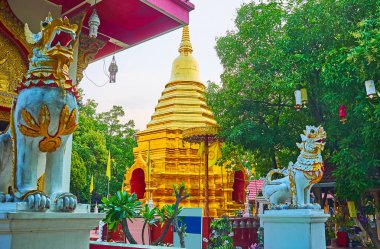 Wat Phan On'daki aslanlar, Chiang Mai, Tayland
