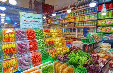 Tajrish Bazaar gıda mağazası, Tahran, İran