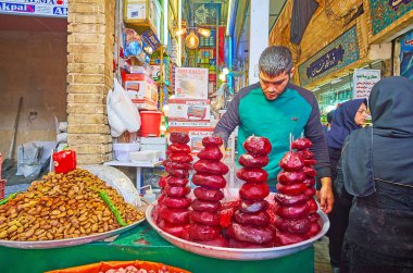 Haşlanmış pancar snack, Tajrish Bazaar, Tahran, İran
