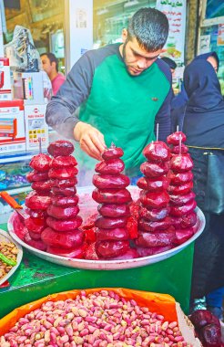 Tajrish Bazaar sokak gıda tezgahı, Tahran, İran