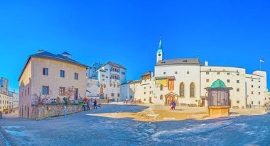 Hohensalzburg Kalesi ana avlupanoraması, Salzburg, Au