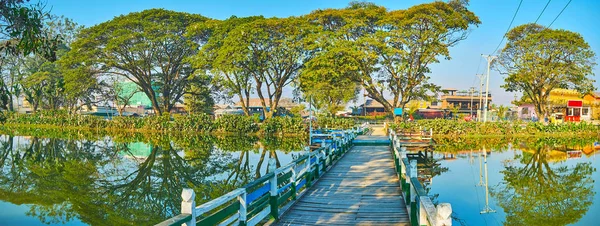 Panorama van Tharzi pond, Nyaungshwe, Myanmar — Stockfoto