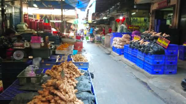 Μπανγκόκ Ταϊλάνδη Απριλίου 2019 Σοκάκι Της Κεντρικής Γεωργικής Αγοράς Wang — Αρχείο Βίντεο