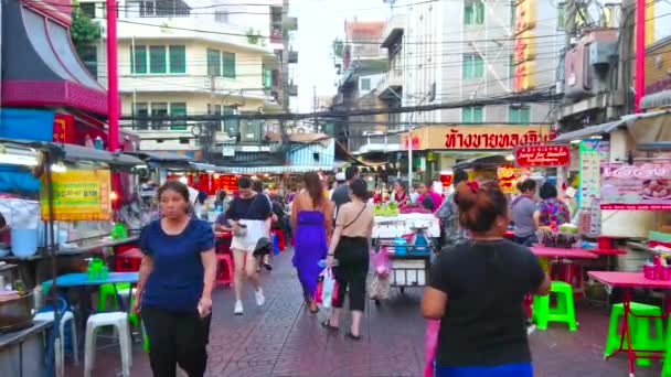 Bangkok Thailandia Aprile 2019 Vicolo Affollato Yaowarat Road Chinatown Con — Video Stock