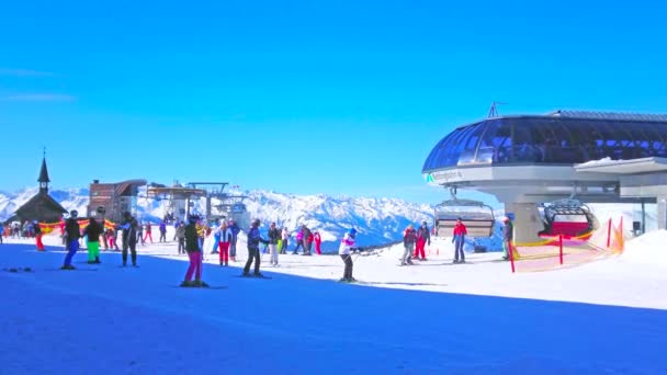 Zell See Austria February 2019 Ski Ski Dari Kursi Pistes — Stok Video